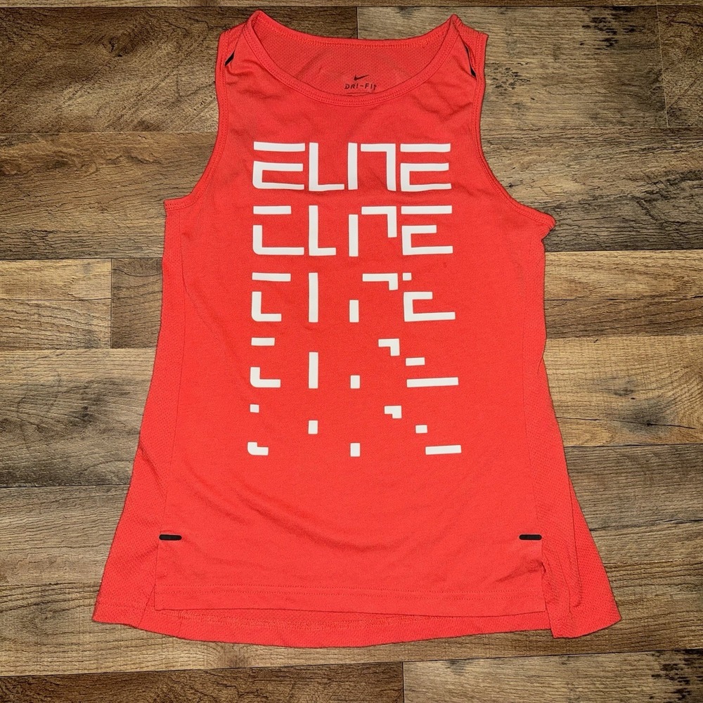 Nike Elite Basketball Tank Top Girls Youth L Orange White Sleeveless Tee Top